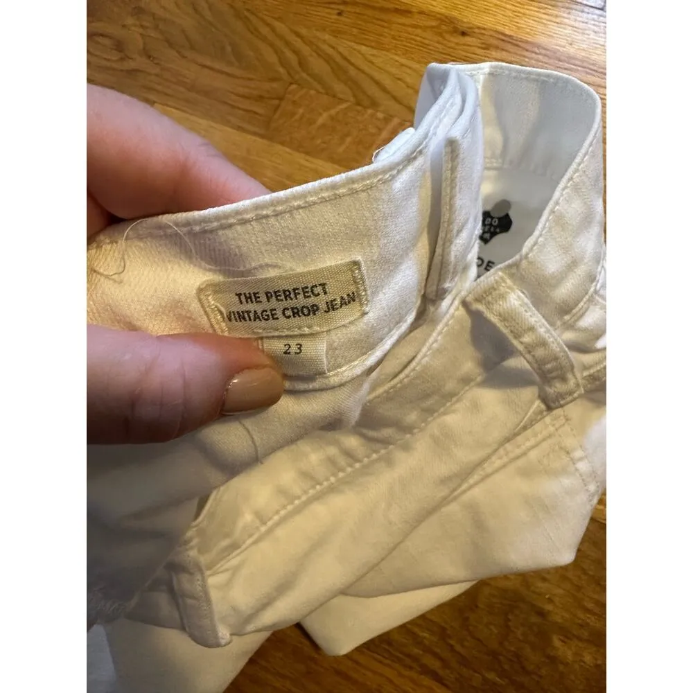 Madewell Women’s 23 The Perfect Vintage Crop White Distressed Jeans Denim Chic - Image 9