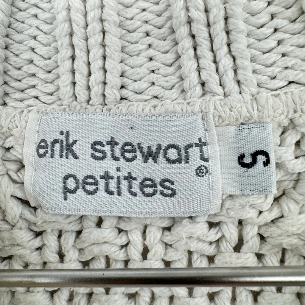 Vintage 90s Y2K Ivory Cable Knit Sweater Mock Neck Cotton Made in USA Small Size undefined - Image 6