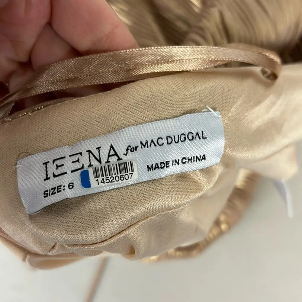 RTR Pleated Ieena MacDuggal Backless Floor Length Formal Gown Sz 6 Dusty rose - Image 6