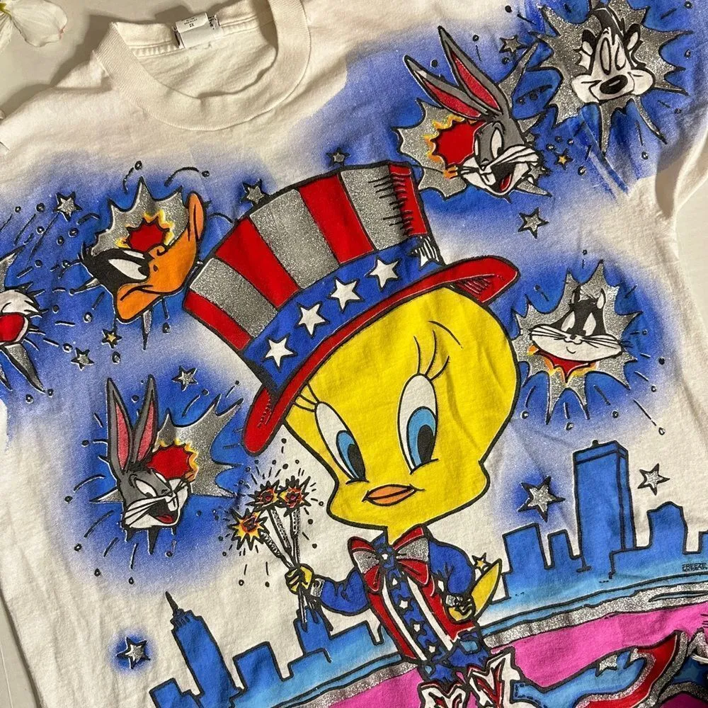 Vintage Looney Tunes Tweety Bird 90s Oversized Graphic T Shirt Size 2X - Image 5