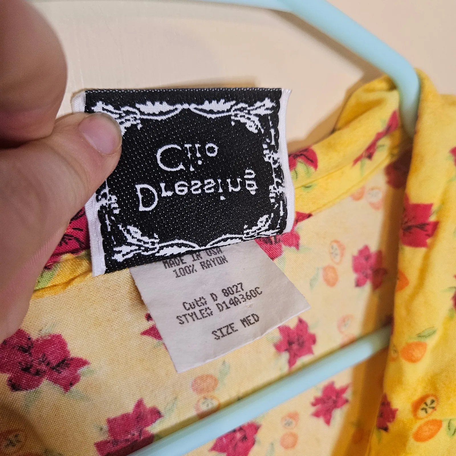 Dressing Clio Vintage Dress Yellow Red Size Medium M Floral Flower Summer Spring - Image 10