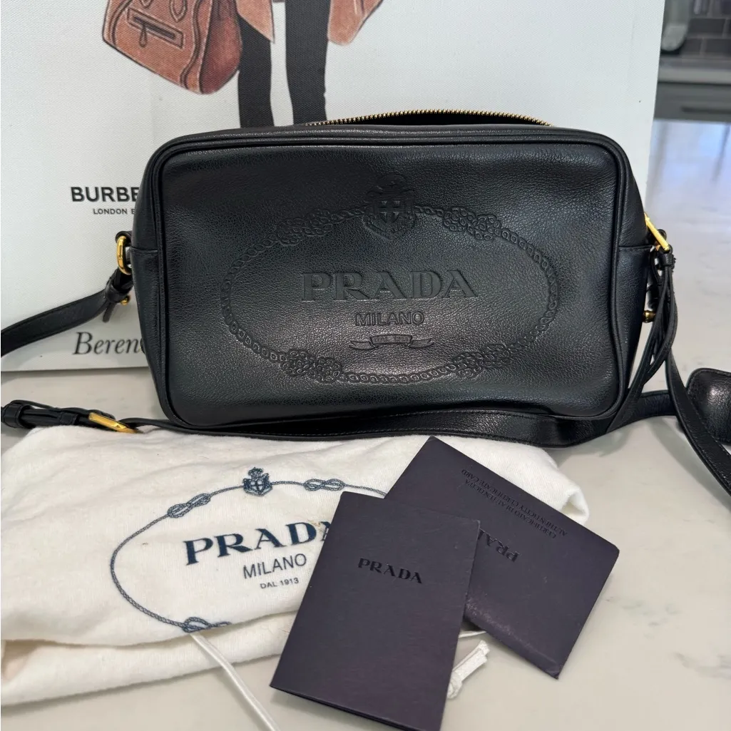 Prada bandoliera Black Glace Calf Leather crossbody bag - Image 4