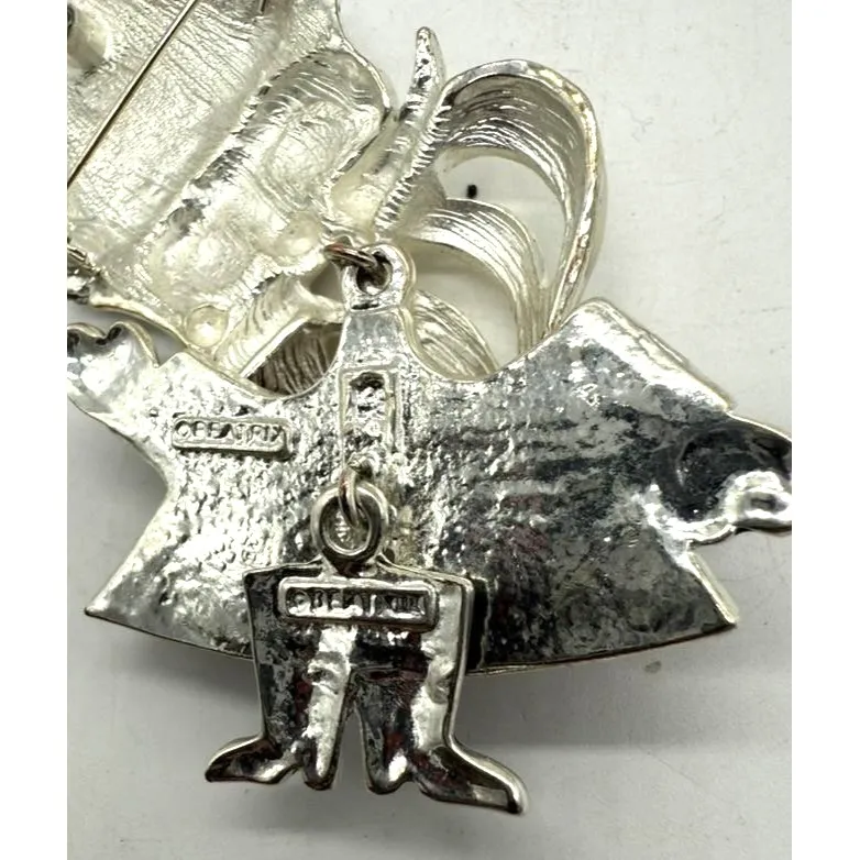 Vintage Beatrix Santa Claus Brooch Pin Pendant Red Enamel Rhinestone Christmas - Image 5