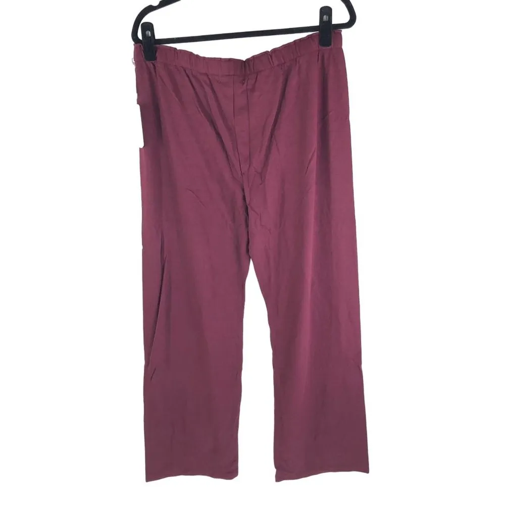 PJ Salvage Womens Pajama Lounge Pants Faux Button Fly Burgundy M - Image 2