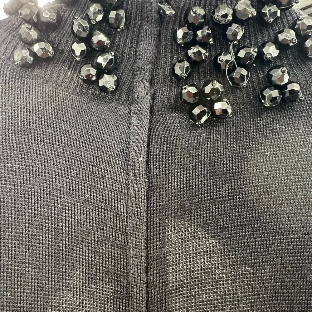 Outlander wool blend black beaded mock neck sweater dress vintage party cocktail Size M - Image 12