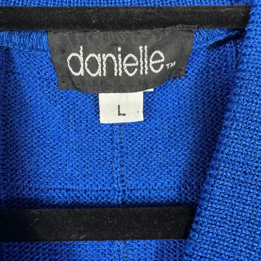 Danielle Wool Blend Cardigan Sweater Button Front Knit Cobalt Blue L Size L - Image 2