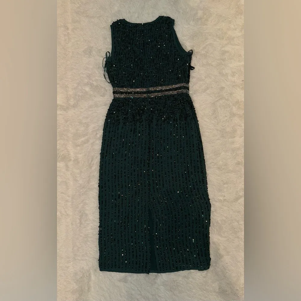 NWOT MAC DUGGAL Sleeveless High Neck Midi Sheath Dress NEW Size 4 deep emerald - Image 4