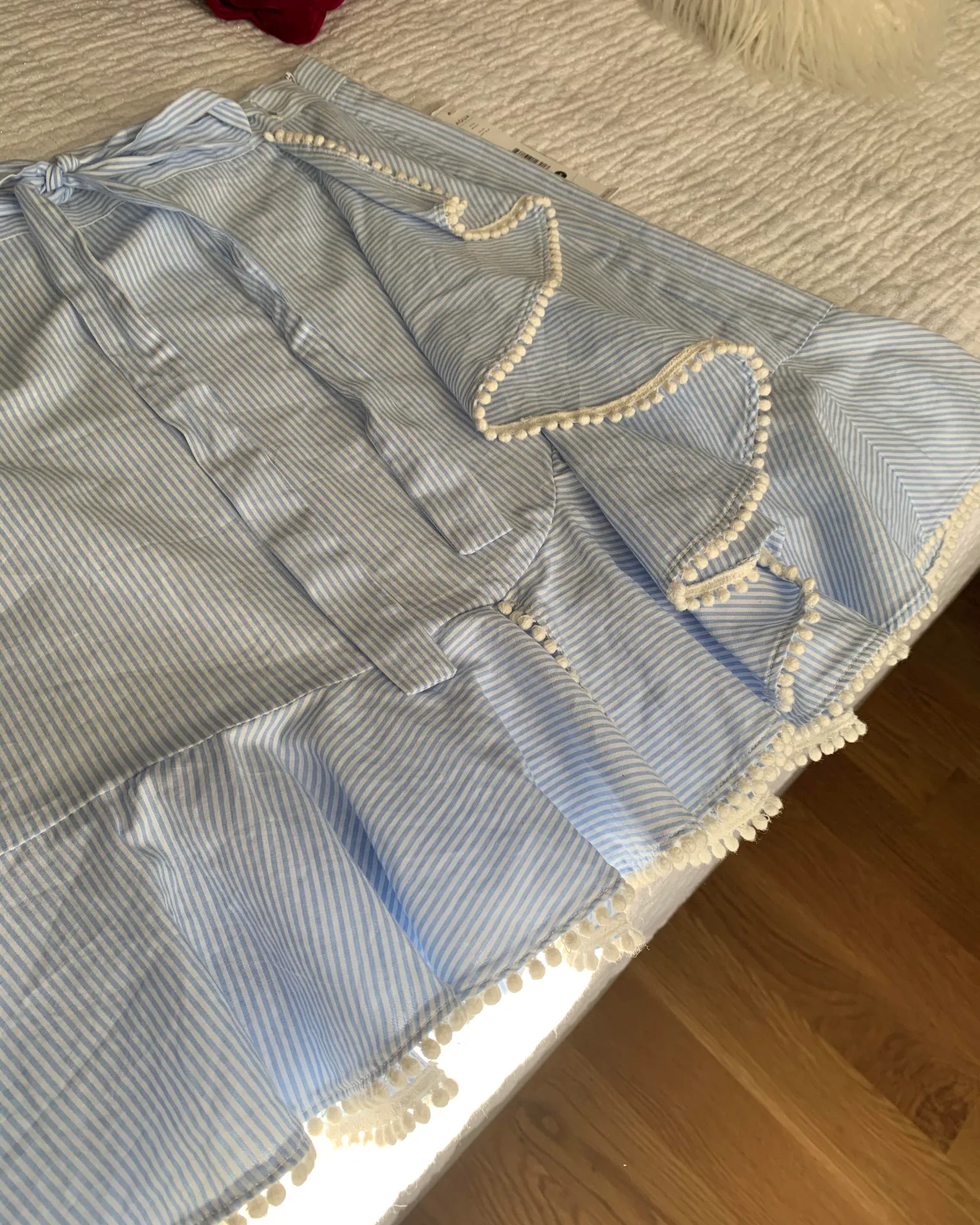 Blue Stripe Tie Ruffle Skirt - Image 6