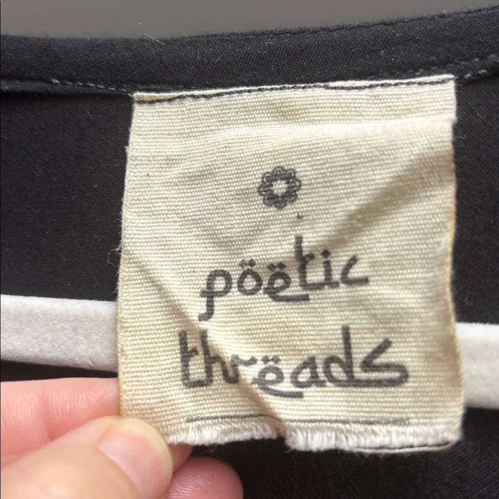 Poetic Threads black embroidered dress caftan size S/M - Image 5