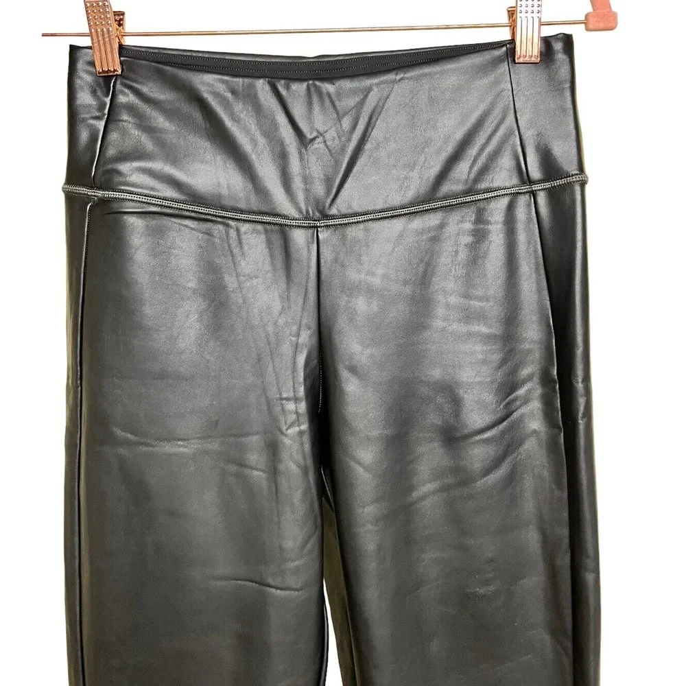 Athleta All Over Gleam Tights Faux Leather High Rise Black Women’s Small #356179 - Image 3