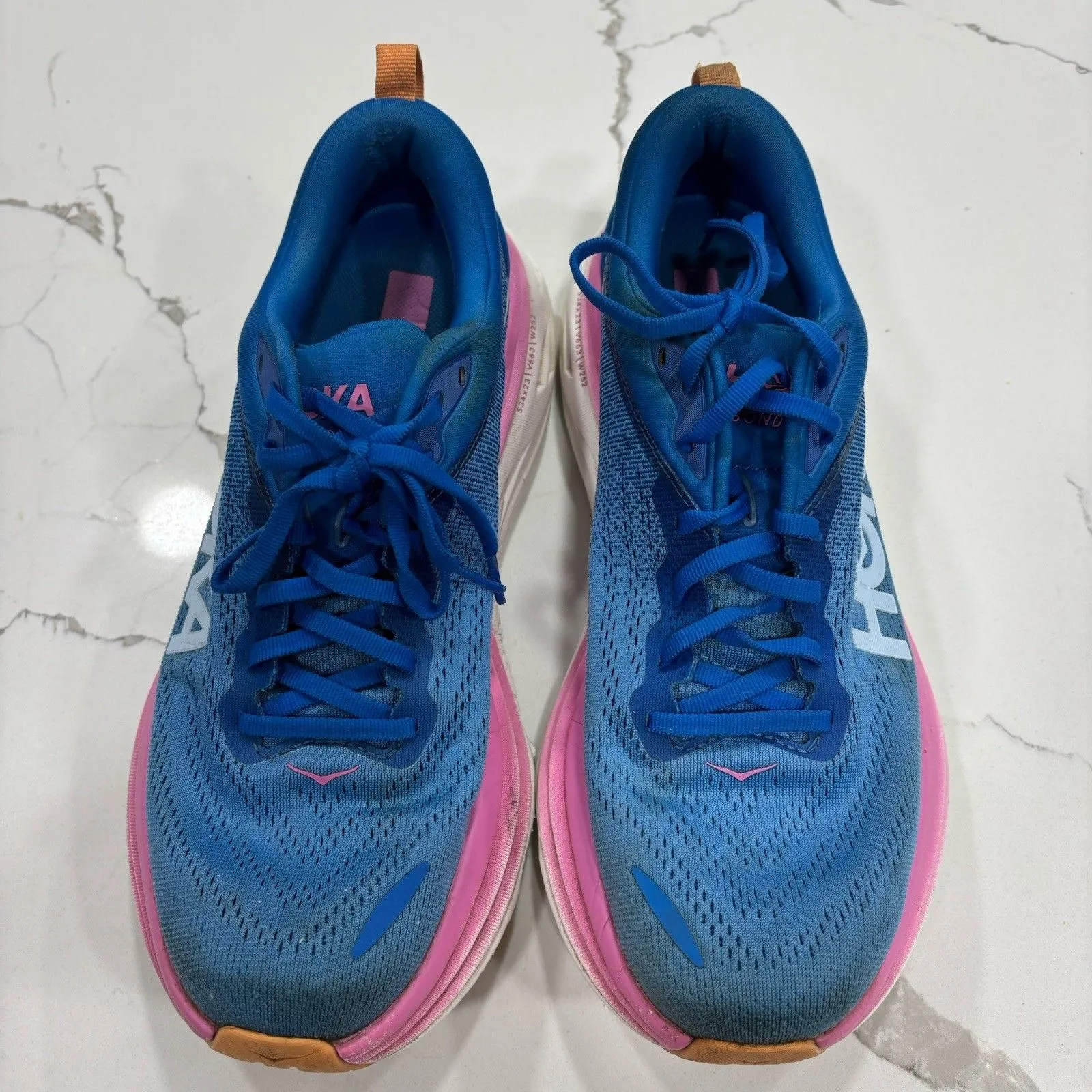 Hoka Bondi 8 Shoes Womens Size 10 Blue Pink Running Athletic Cushioned Sneakers - Image 2