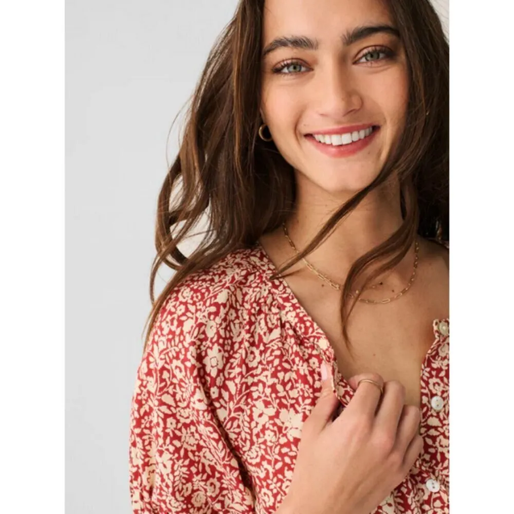 💕FAHERTY💕 Carmel Dress ~ Tandoori Spice Sunrise Floral Print XS NWT - Image 4