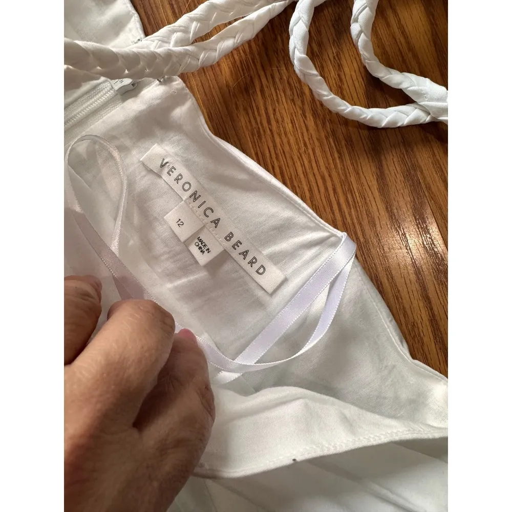 Veronica Beard white  strapless halter midi TUCKER DRESS size 12 / large - Image 12
