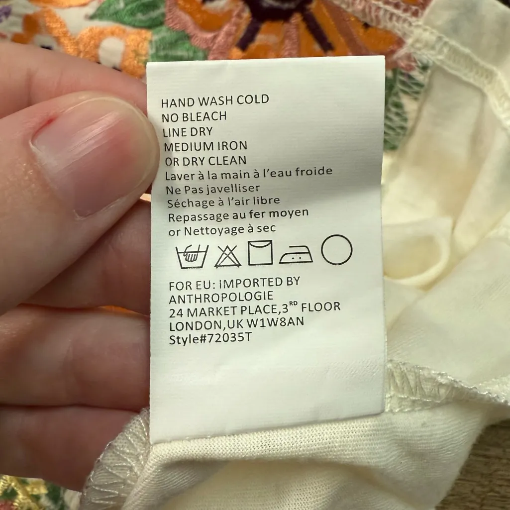 Anthropologie TINY Marin Floral Embroidered Tank Top Blouse Women’s Size Medium - Image 8