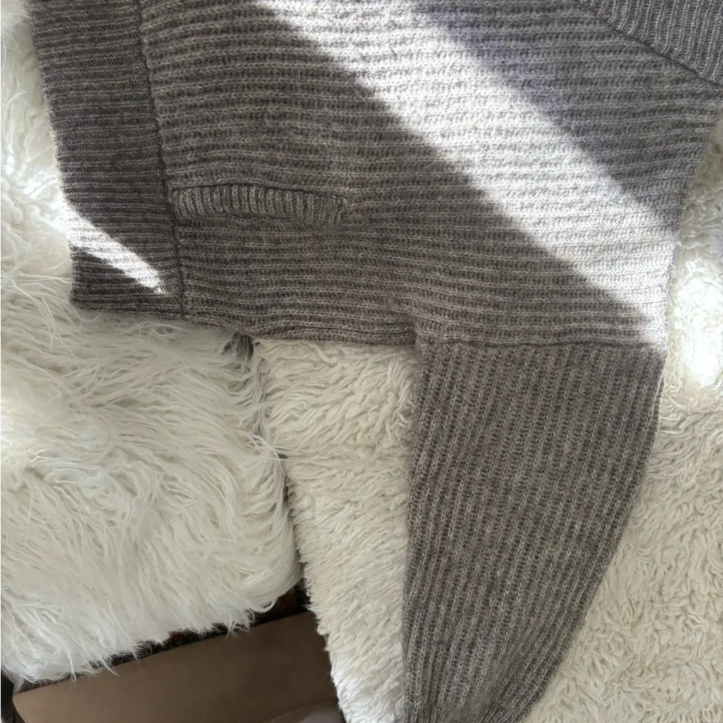 ZARA Gray Knit Wool Blend Bomber Cardigan Sweater Oversized Jacket Medium - Image 5