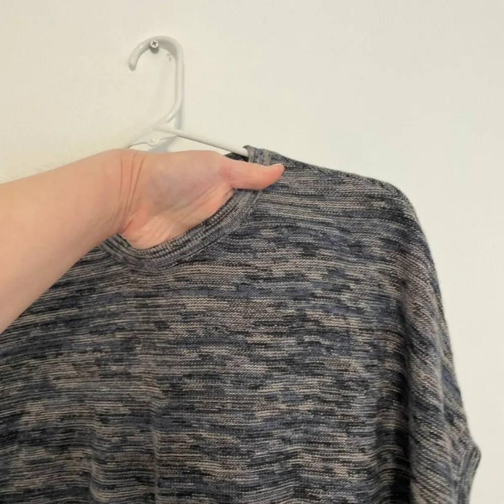 MODA INTERNATIONAL Blue Cream Short Sleeve Cotton CASHMERE Midi Sweater Dress S - Image 5