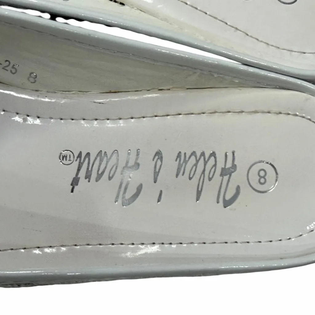 Helens Heart Wedge Sandal Womens 8 White Open Toe Sparkle Bling Crystal Bow Glam - Image 16