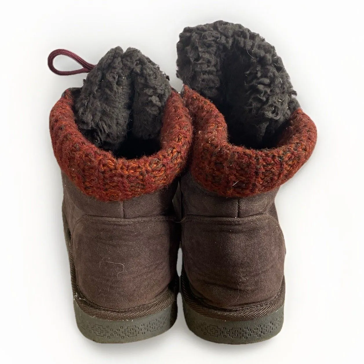 MUKLUKS Women’s Lace Up Harmony Ankle Boots SZ 10 Brown Faux Suede/Faux Fur - Image 4