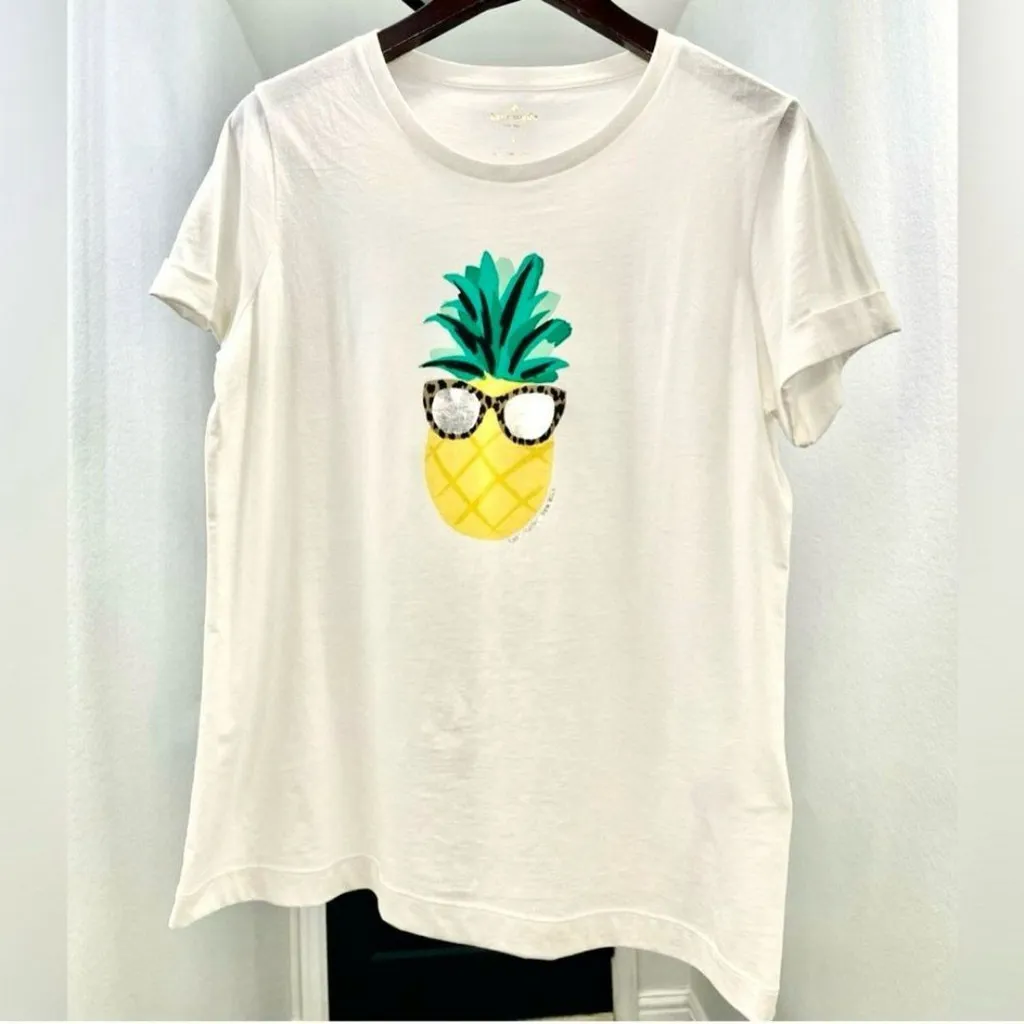 Kate Spade Pineapple Tee Medium 100% Cotton - Image 3