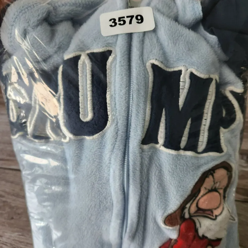 Disney Grumpy Vintage 90s Hoodie Full Zip Embroidered Baby Sky Blue Medium - Image 13