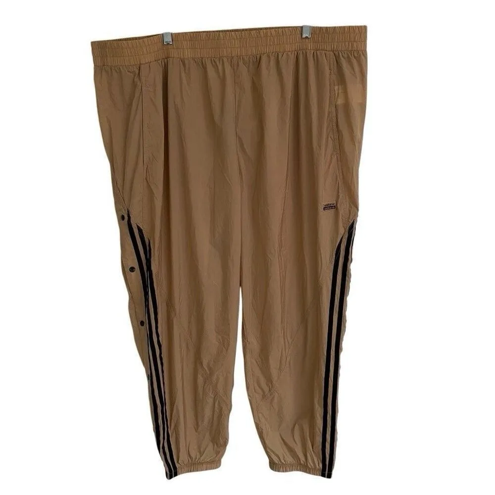 Adidas Originals Track Pants Womens 3X Athletic Nylon Snap Leg Joggers Tan NEW - Image 3