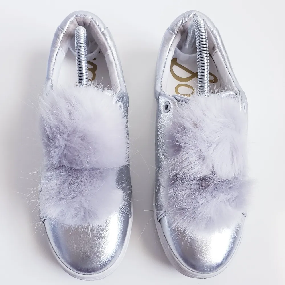 Sam Edelman Women's Leya Sneaker Silver PomPom - Image 3