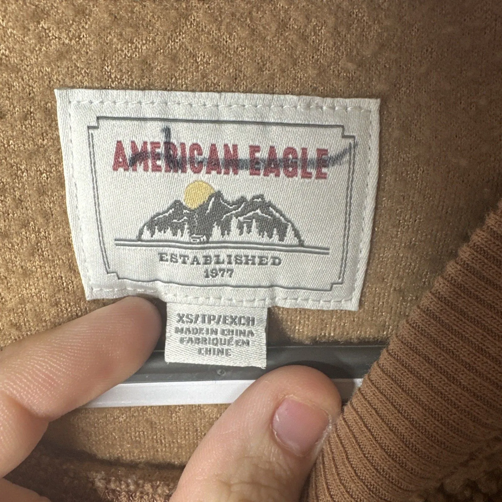 American Eagle: Teddy Sherpa Cropped Pullover Crewneck Sweatshirt Comfy Size XS - Image 9