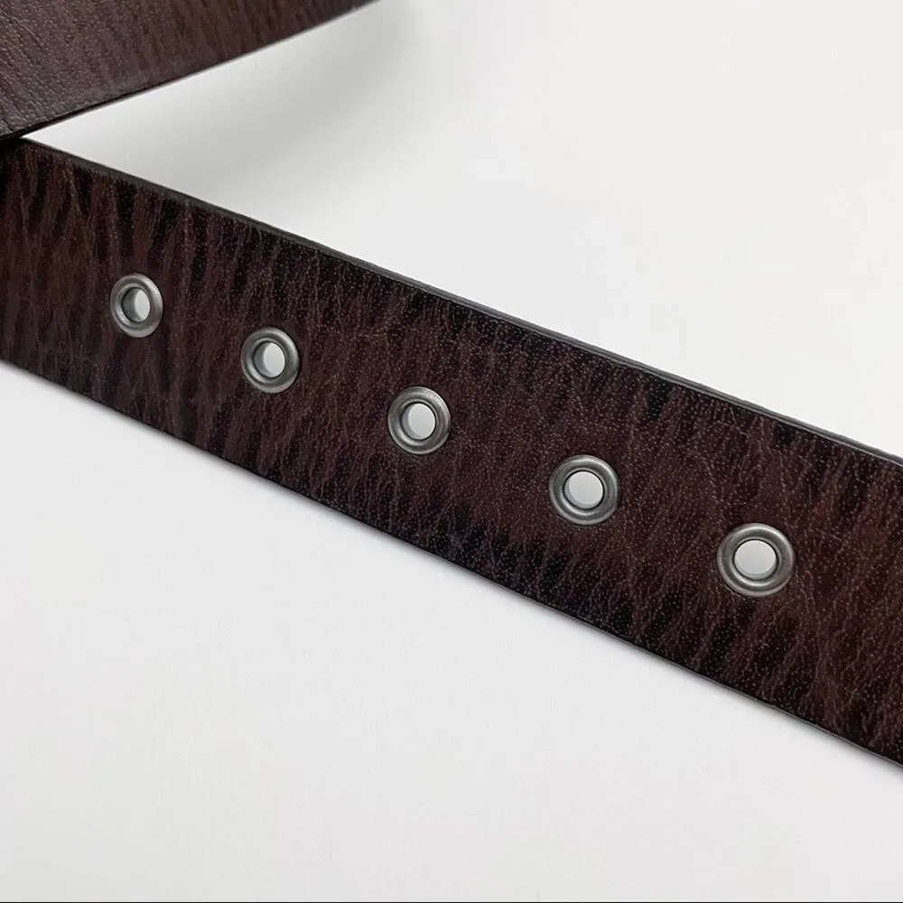 Leather Belt Brown with Brushed Silver Studs - Image 4