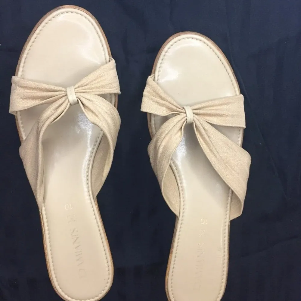 DAMIANI'S Beige Womens Wedge Heels Sandals Shoes OPEN toe Size 10 Made in ITALY - Image 3