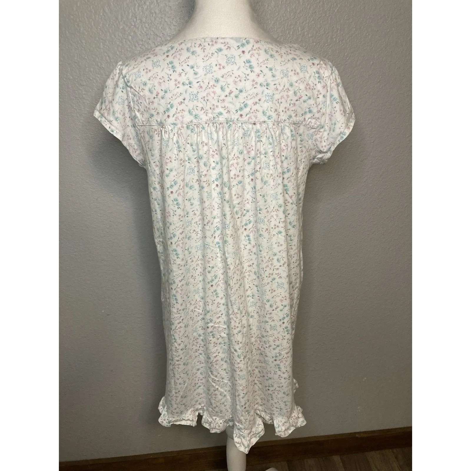 Eileen West Nightgown Floral Ballet Sleeveless Babydoll Lace Trim Cotton Medium - Image 7