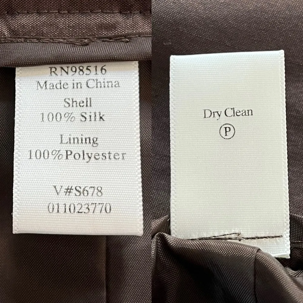 Coldwater Creek Silk Flat Front Side Zip Pants Brown 10 Lined New - Image 7