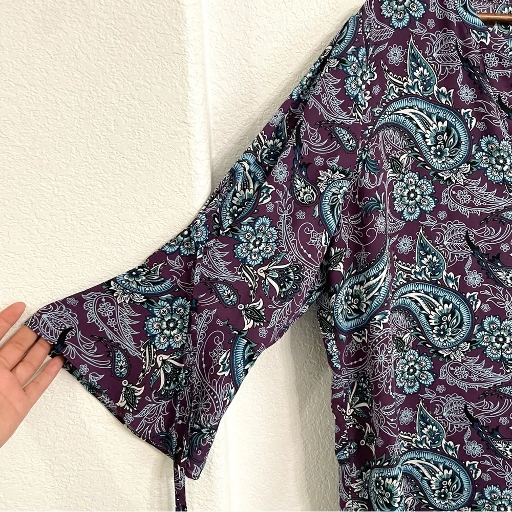 41 Hawthorn Womens Shirt Blouse Purple Blue Floral 3/4 Sleeve Size XXL - Image 5