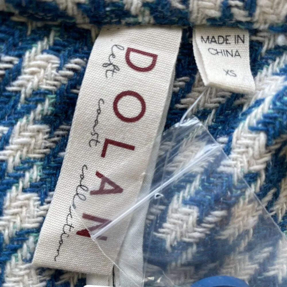 Anthropologie Dolan Left Coast Cropped Jacket Women XS Blue Houndstooth Print - Image 11