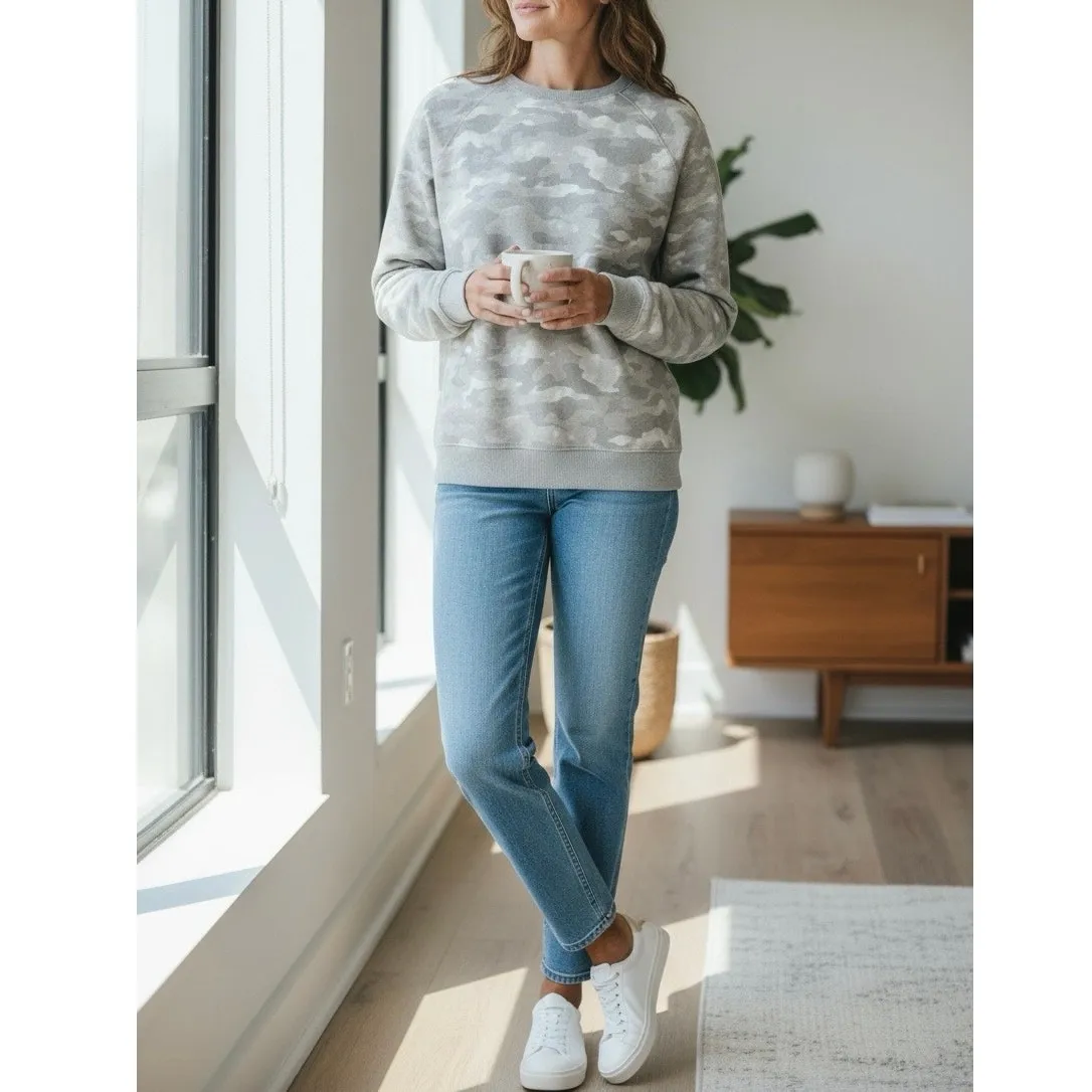 Tek Gear Camo Crewneck Sweatshirt XL Gray Green Camouflage Fleece Pullover Comfy - Image 3