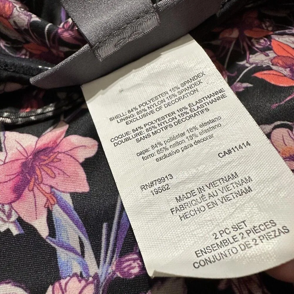 Pea In A Pod Maternity Swim Black Floral Swimwear Halter Top Sz M Medium - Image 6