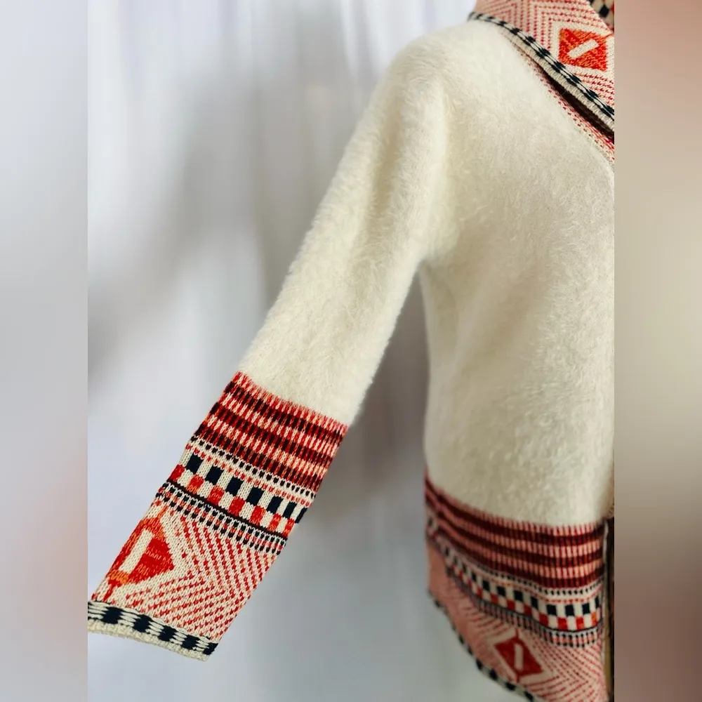 Maxsport Women's Long Cardigan Sweater Tribal or Aztec Pattern (681) Red Size M - Image 5