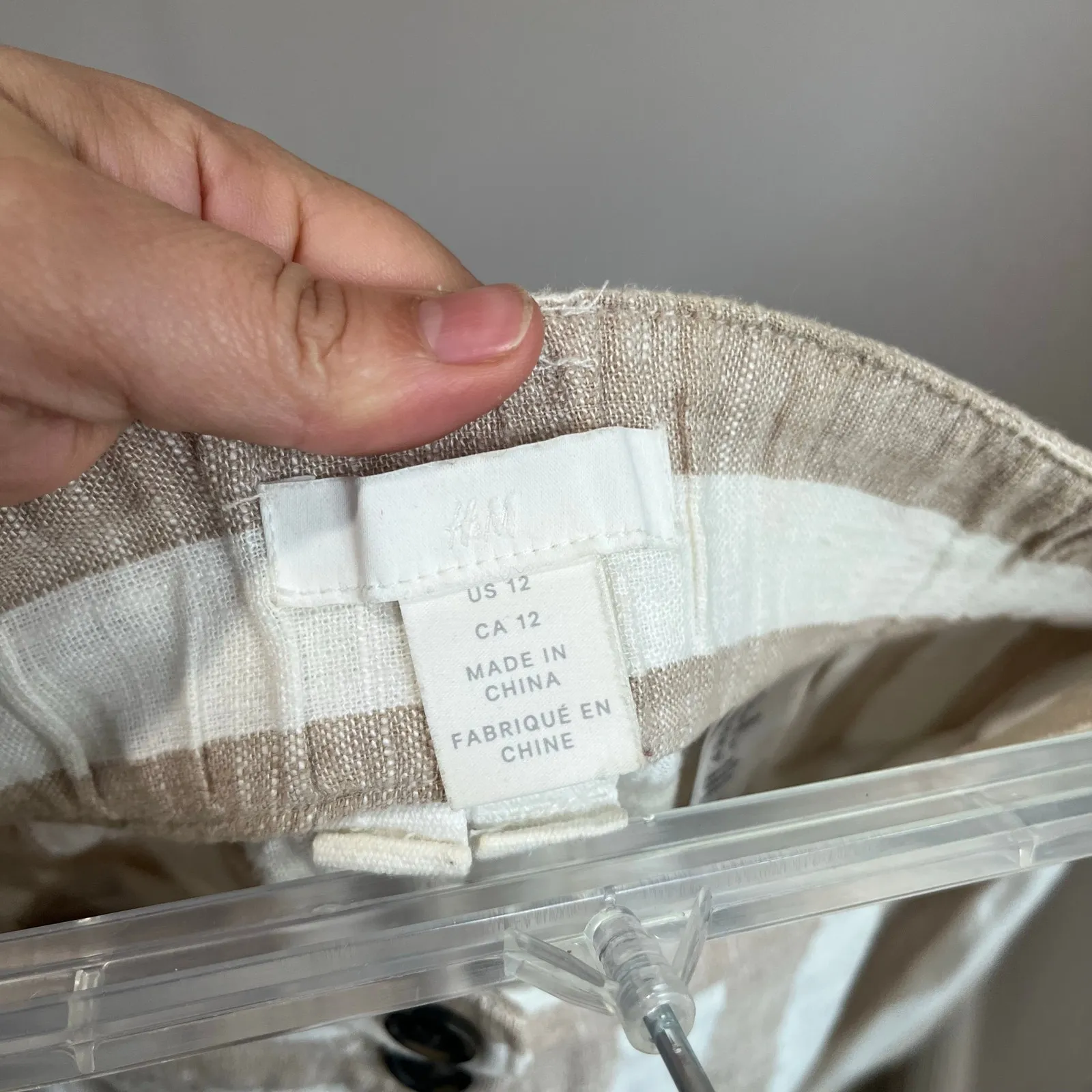 H&M Linen Blend Striped Pants Size 12 Cropped Wide Leg Coastal Grandma - Image 7