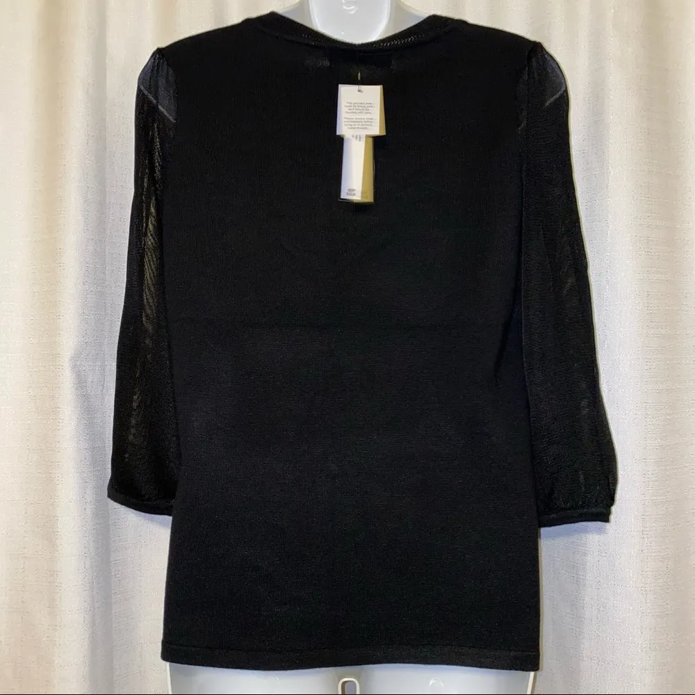 Catherine Malandrino Black Pullover with Sheer Sleeves size small New - Image 7