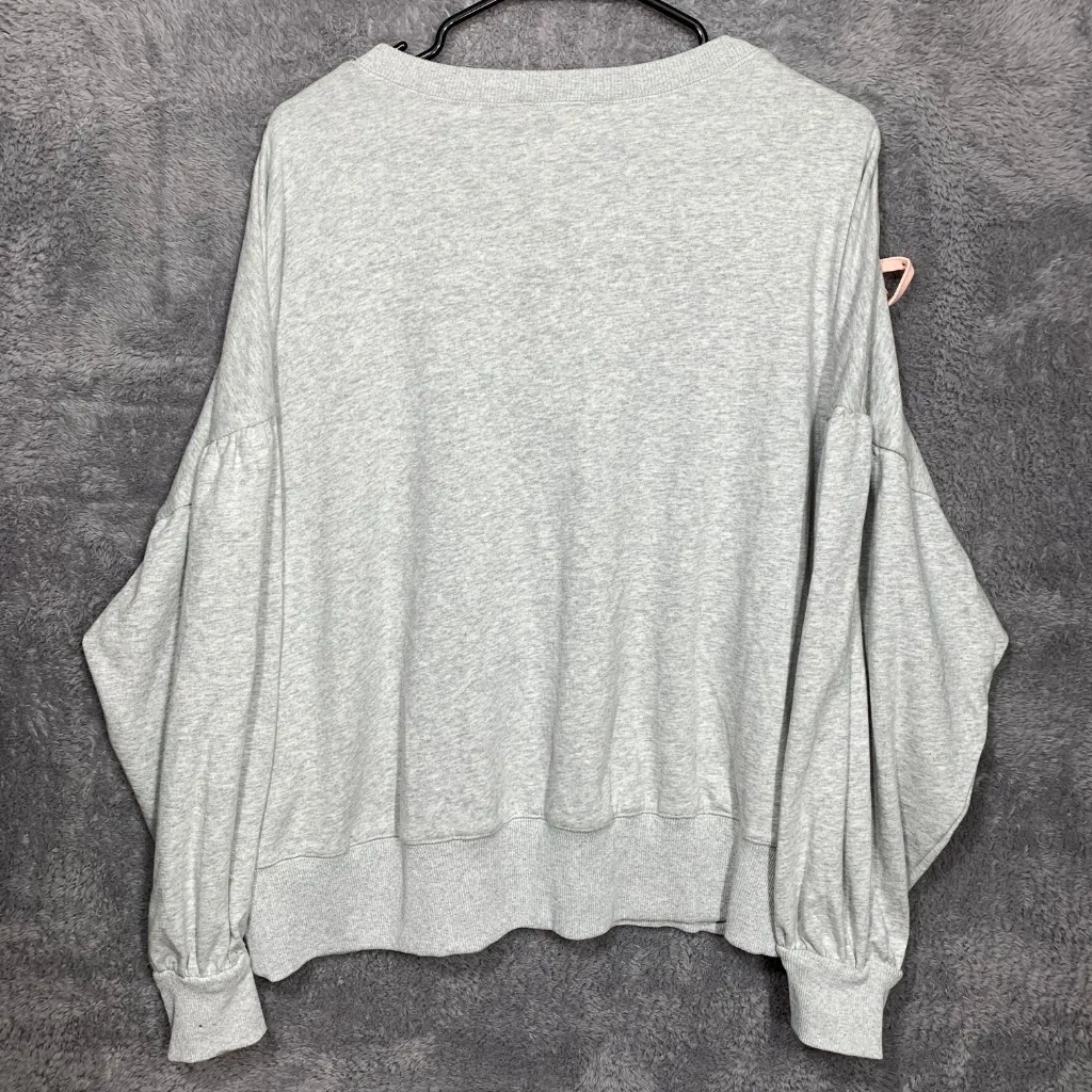 Peach Love California Women’s Sweatshirt Gray Pullover Studded Bow Detail Size S - Image 7