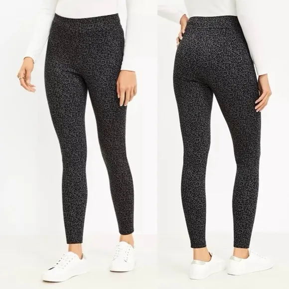 LOFT Spandex Animal Print Ponte Cropped 7/8 Length Highwaist Skinny Leggings XS - Image 2