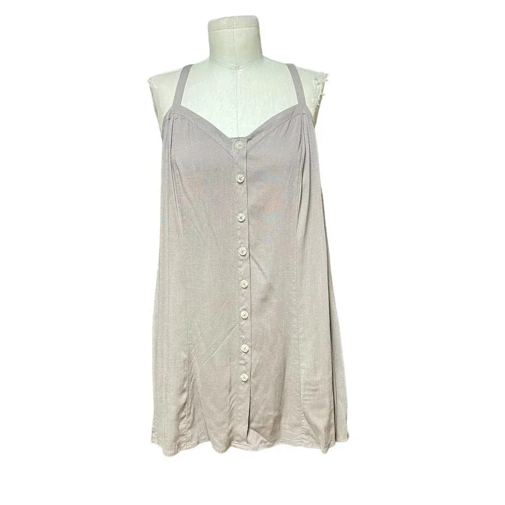 Torrid Fit‎ and Flare Rayon Slub Button-Front Cami Top Falcon Tan Plus Size 2X - Image 3