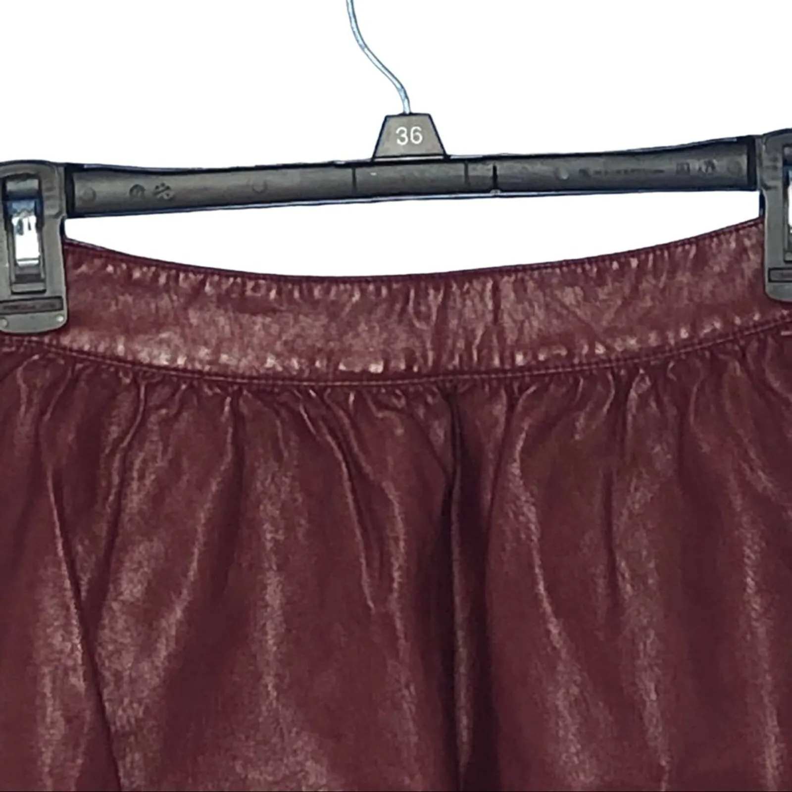 Forever 21 Dark Red Pleather Mini Skirt Grunge Retro Faux Leather Size Small - Image 5
