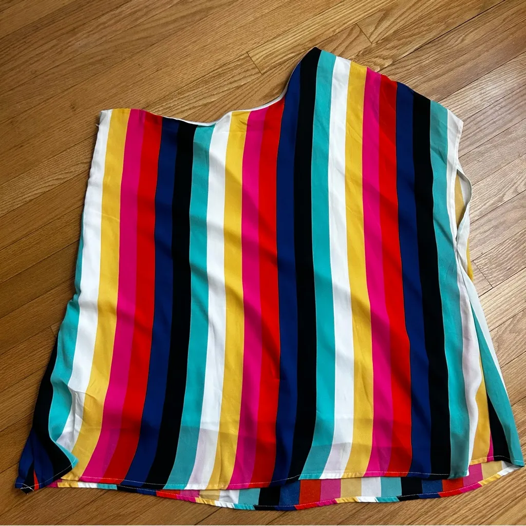 NWT Ashley Stewart Rainbow Striped One Shoulder Sleeveless Blouse/Top Size 22/24 - Image 2