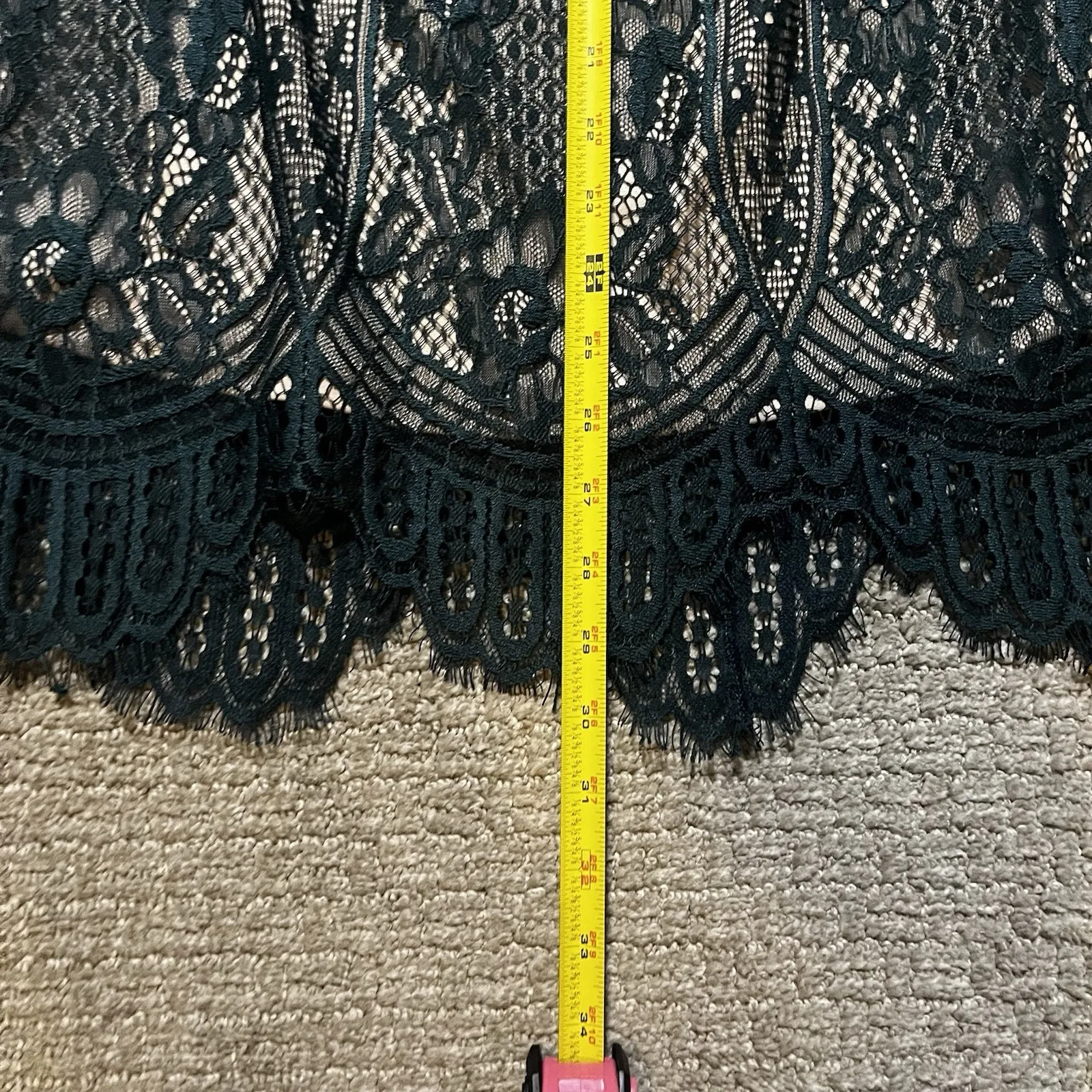 Love Fire Woman's Medium Green Nude Lacy Off the Shoulder Shift‎ Dress - Image 10