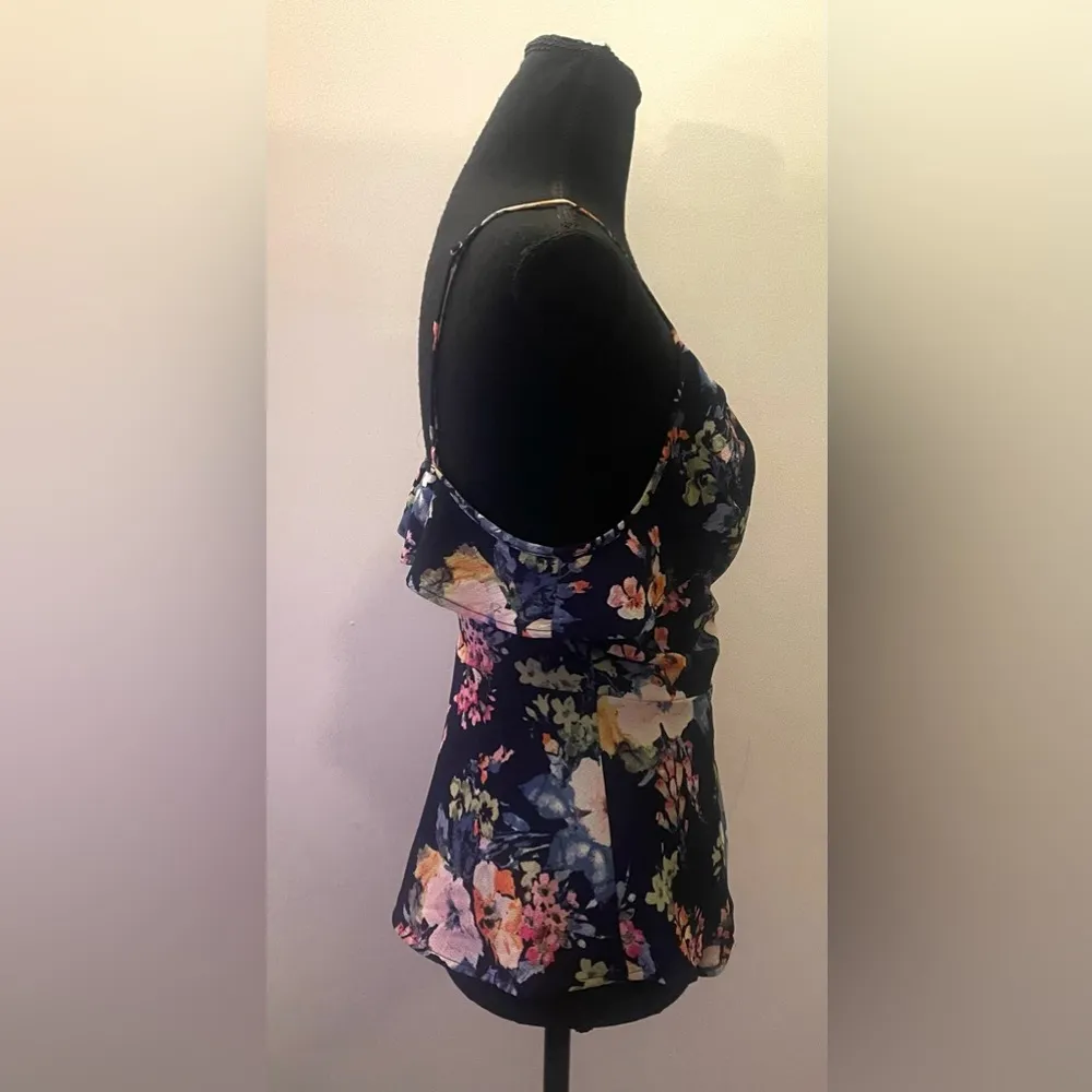 Monteau- Navy Floral Tank Top Size L - Image 2