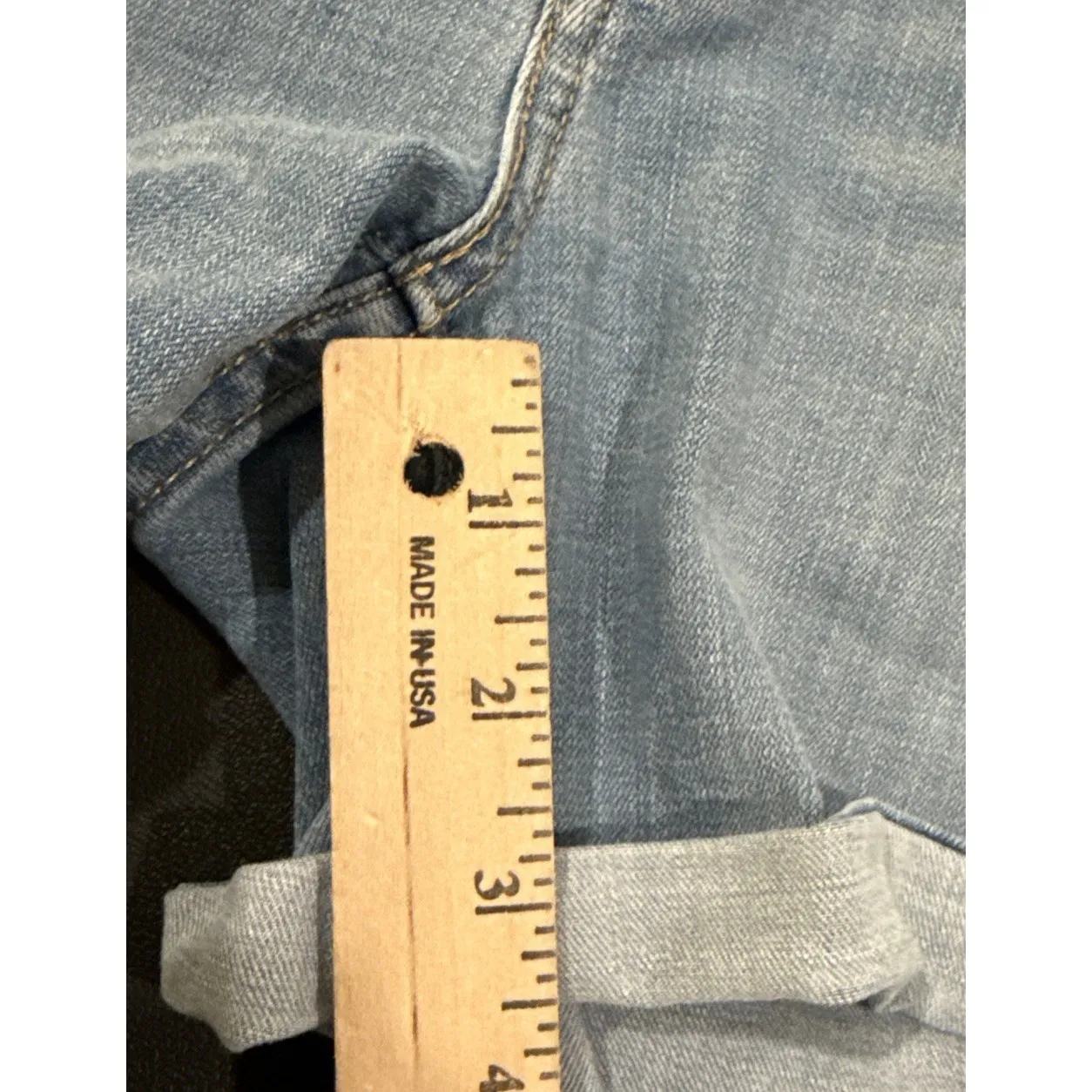 Levi Strauss Womens Size 29 Mid Length Denim Jean Shorts Blue Cuffed Rolled - Image 5