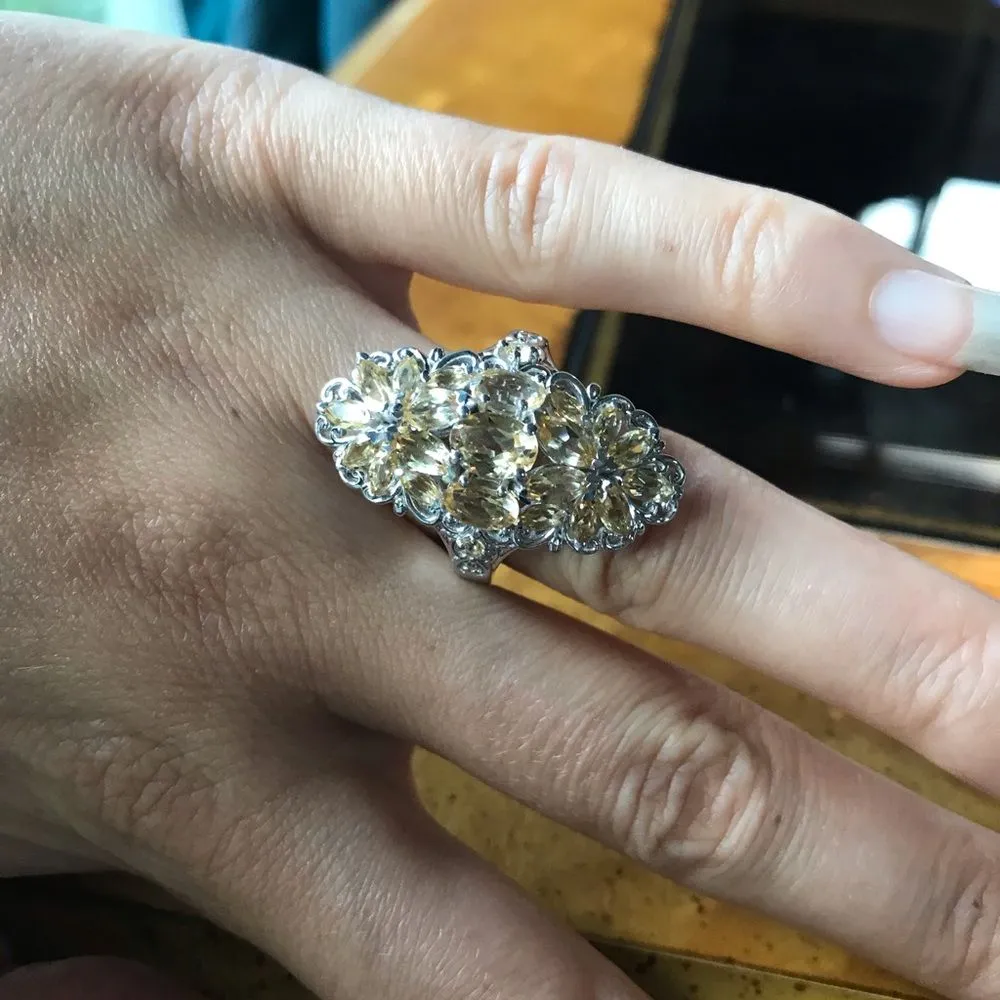 Natural Citrine Sterling Silver Cocktail Ring Size 8 - Image 2