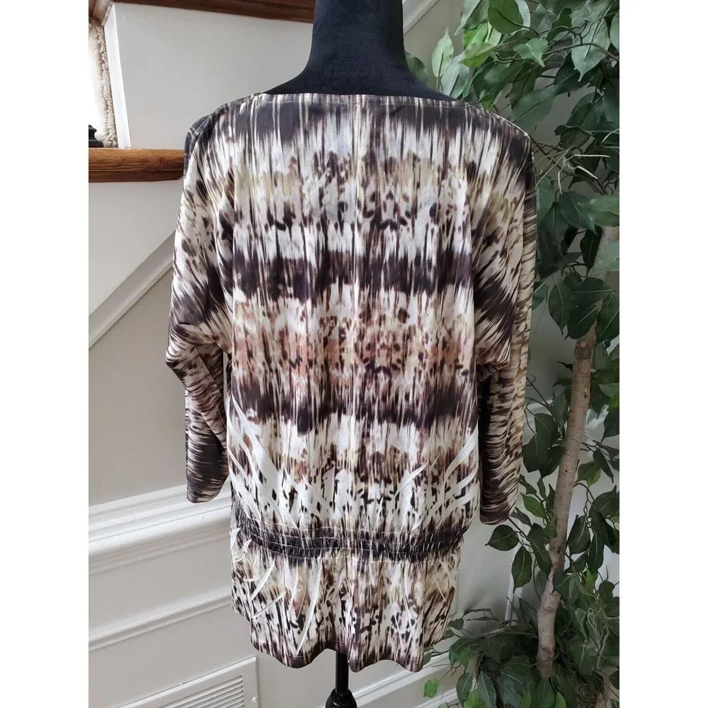 Chico's Womens Multi Beaded Polyester Long Sleeve Round Neck Blouse 2 Large - Image 7