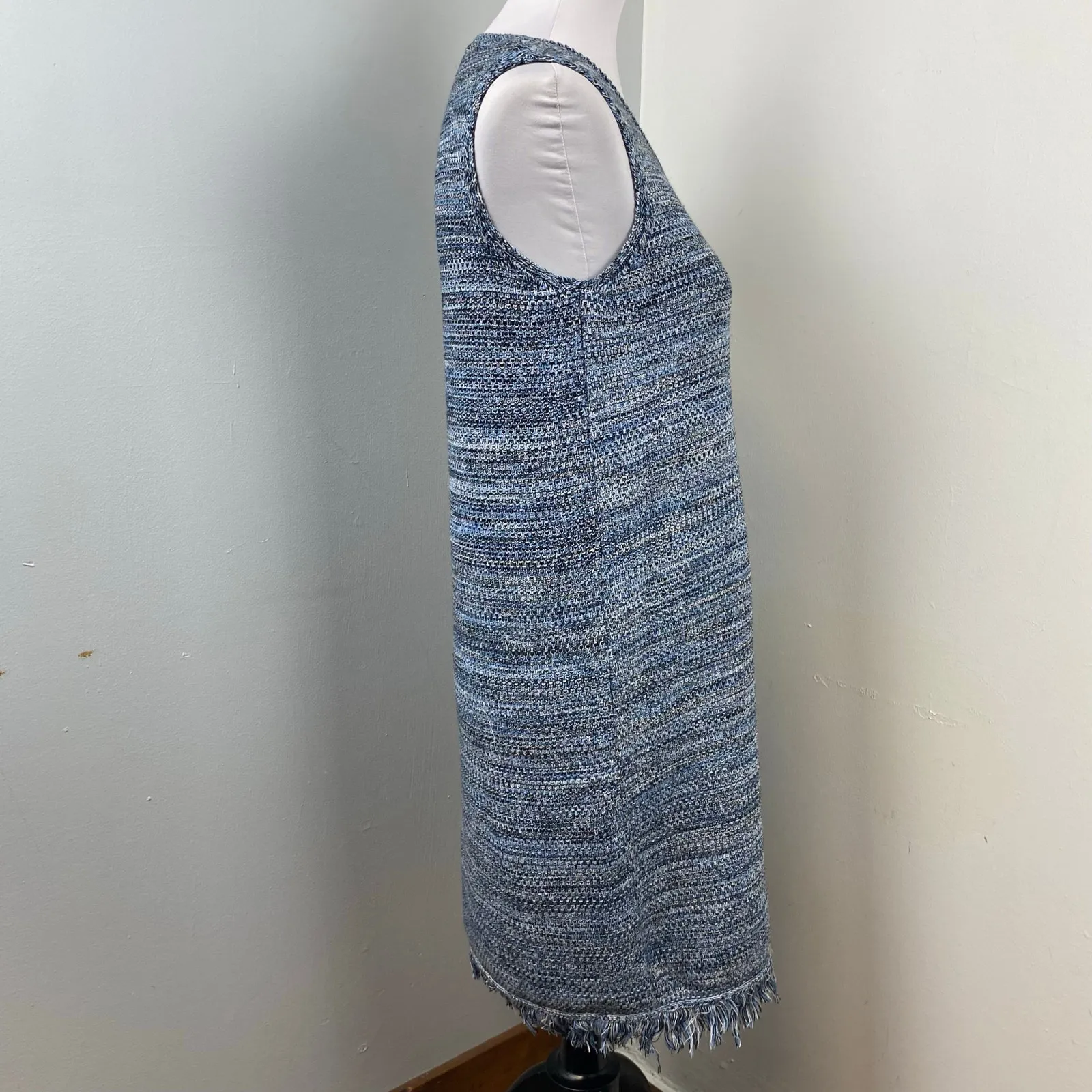 Anthropologie Holding Horses Blue Fringed Kint Sweater Dress Small - Image 9