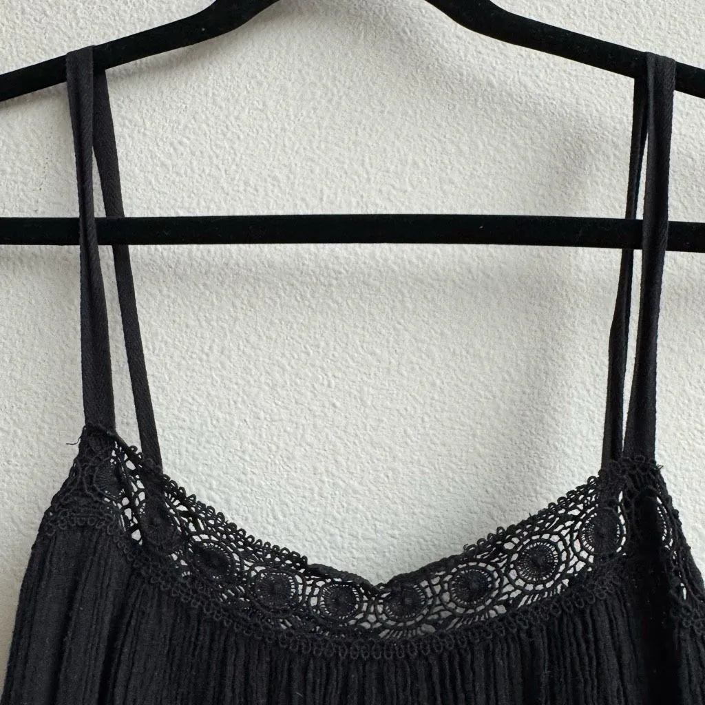 Xirena Black Size Medium Women’s Crochet Trim Cotton Gauze Midi Maxi Dress Blue - Image 4